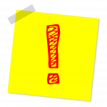 Punainen, piirretty huutomerkki keltaisella taustalla